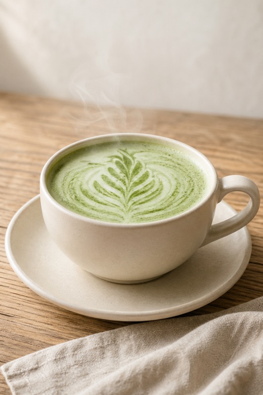 Hot oat milk matcha latte
