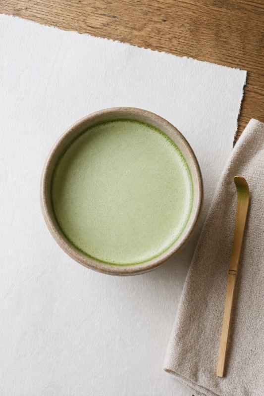 Hot soy milk matcha latte