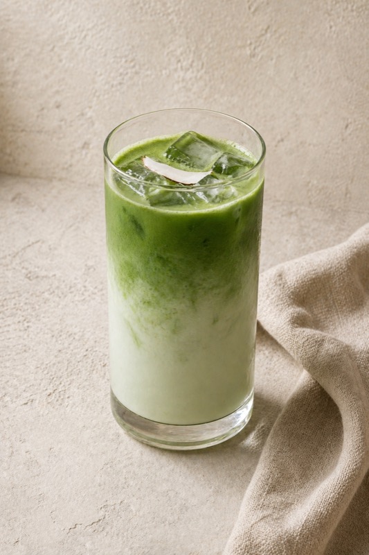 Iced coconut milk matcha latte