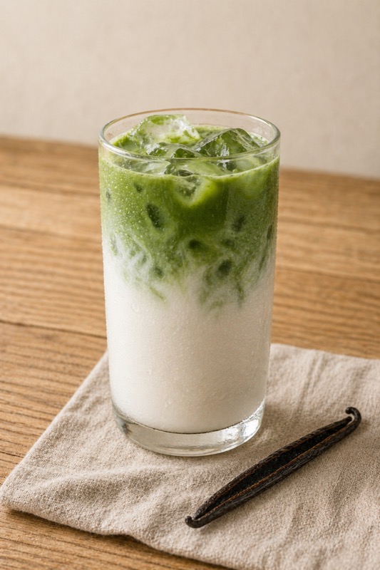 Iced vanilla matcha latte